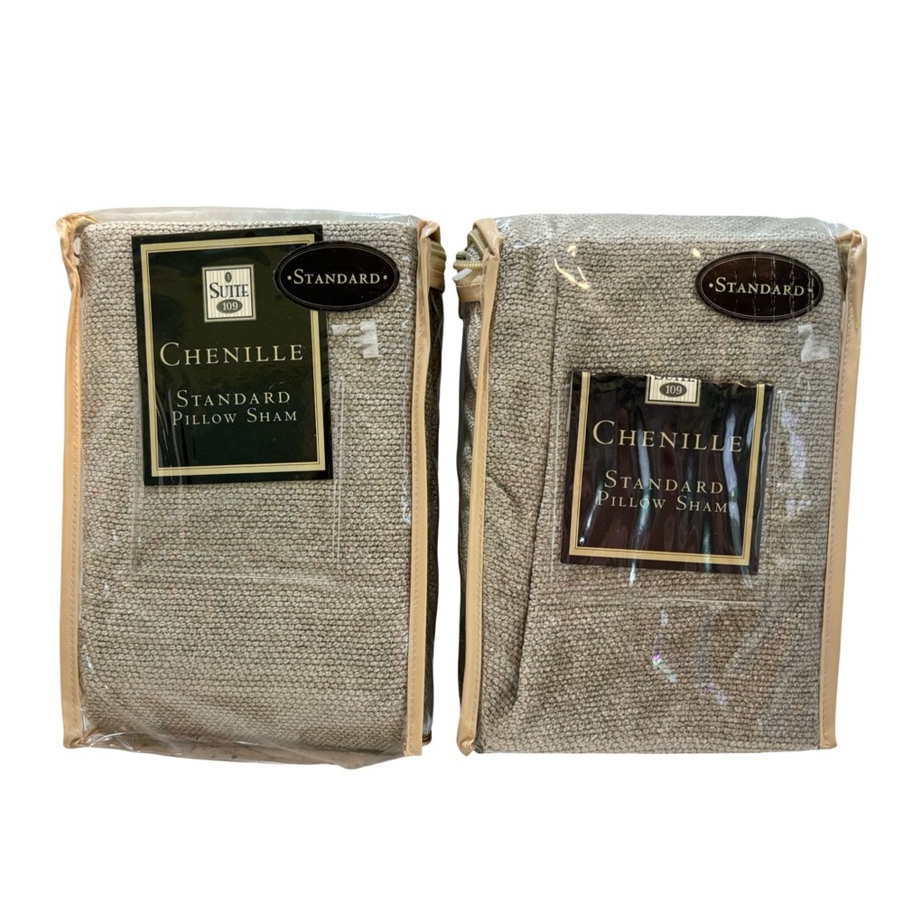 2 Chenille Standard‎ Pillow Shams - Sage Green